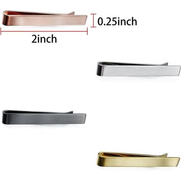 2 inch Tie Clips for Men-Skinny Tie Bar Tie Set for Wedding Anniversary Business - Picture 4 of 6